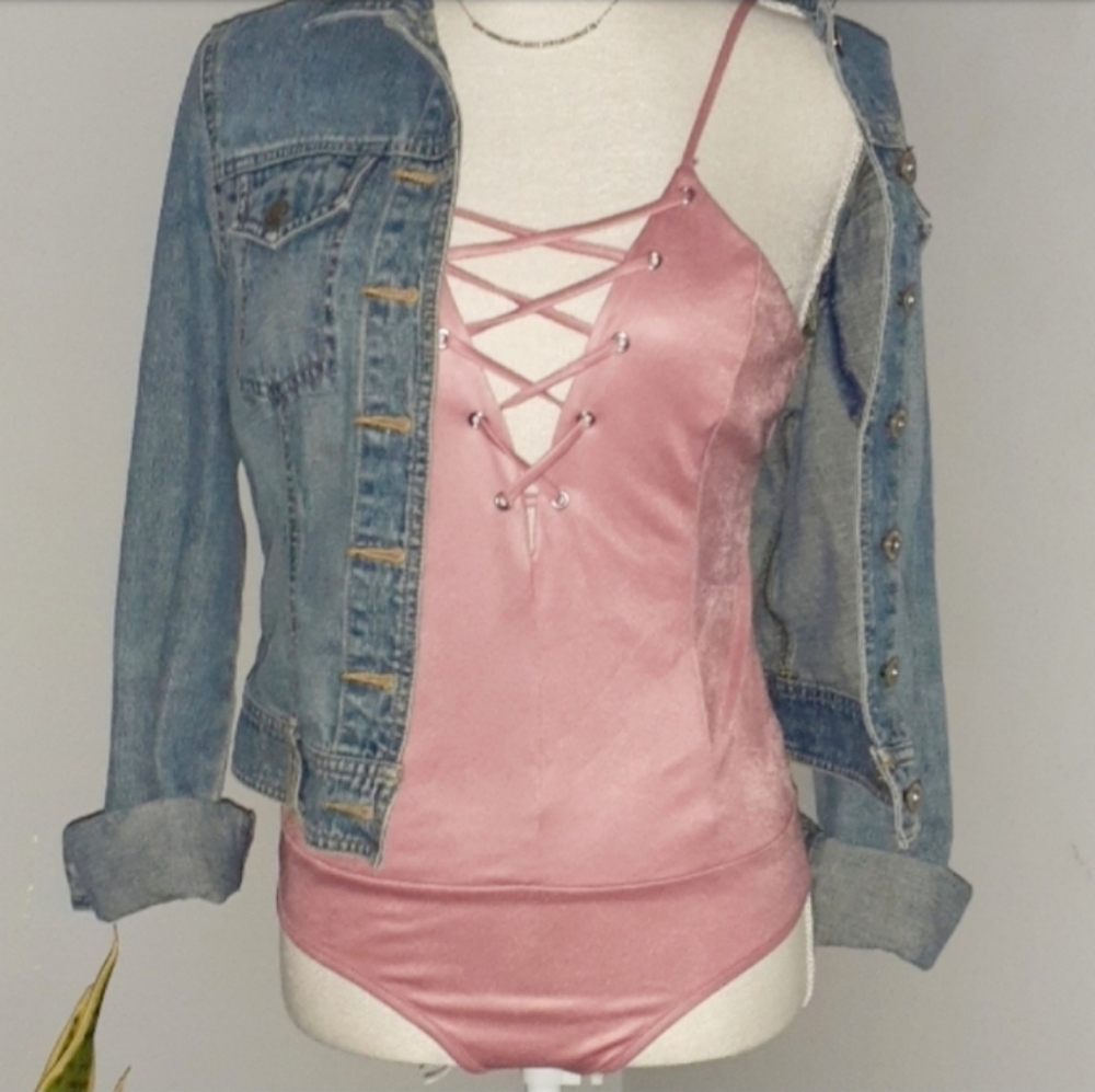 Hot Mama Shimmer Pink Lace Bodysuit